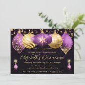 パープルと金ゴールドクリスマスボードブルキンセアニェラ 招待状 (スタンド正面)