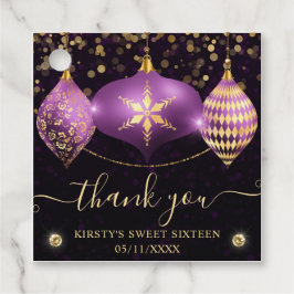パープルと金ゴールドクリスマスボードブルSweet sixteen フェイバータグ