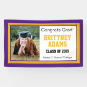 パープルと金ゴールドグラッドワンフォト 横断幕 (横)