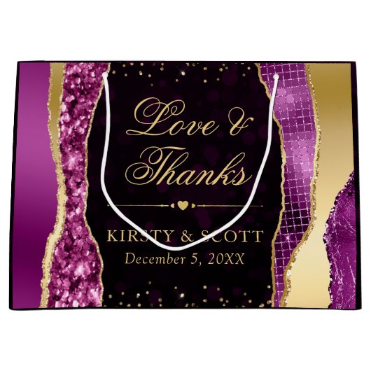 パープルと金ゴールドグラムティアーズ結婚《写真》ぼけ味 ラージペーパーバッグ (正面)