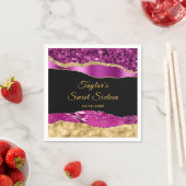 パープルと金ゴールドグラムティアーズSweet sixteen スタンダードカクテルナプキン (インサイチュ)