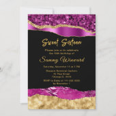 パープルと金ゴールドグラムティアーズSweet sixteen 招待状 (正面)