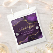 パープルと金ゴールドグリッターアゲート誕生日パーティー フェイバーバッグ (クリップ留めされた状態)