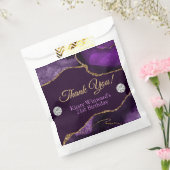パープルと金ゴールドグリッターアゲート誕生日パーティー フェイバーバッグ (封をした状態)