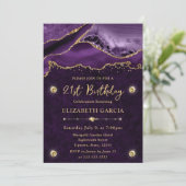 パープルと金ゴールドグリッターアゲート21歳の誕生日 招待状 (スタンド正面)