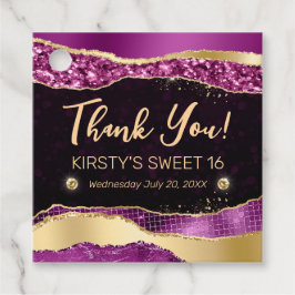 パープルと金ゴールドグリッターグラムティアーズSweet sixteen フェイバータグ