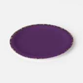 パープルと金ゴールドグリッターグラムバースデーパーティー ペーパープレート (アングル)