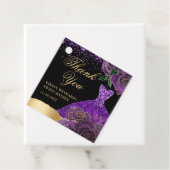 パープルと金ゴールドグリッタードレスグラムバラスウィート16 フェイバータグ (インサイチュ)