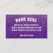 パープルと金ゴールドグリッターバスケットボールチームコーチ 名刺 (裏面)