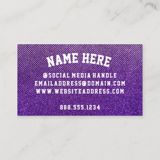 パープルと金ゴールドグリッターバスケットボールチームコーチ 名刺 (裏面)