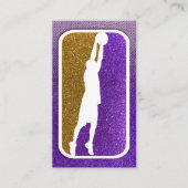 パープルと金ゴールドグリッターバスケットボールチームコーチ 名刺 (正面)