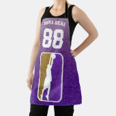 パープルと金ゴールドグリッターバスケットボールチームジャージー エプロン (インサイチュ)