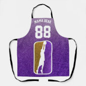 パープルと金ゴールドグリッターバスケットボールチームジャージー エプロン (正面)