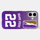 パープルと金ゴールドグリッターバスケットボールチームジャージー Case-Mate iPhoneケース (裏面 (横))