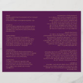 パープルと金ゴールドグリッターヒンドゥー結婚式 プログラム (裏面)