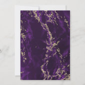 パープルと金ゴールドグリッターマーブル結婚ズ 招待状 (裏面)
