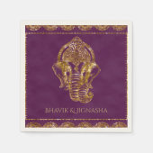 パープルと金ゴールドグリッター結婚インディアンのナプキン スタンダードカクテルナプキン (正面)