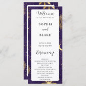 パープルと金ゴールドシナ結婚式 プログラム (正面/裏面)