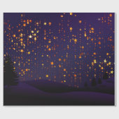 パープルと金ゴールドスタークリスマス ラッピングペーパー (フラット)