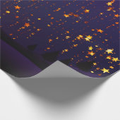 パープルと金ゴールドスタークリスマス ラッピングペーパー (角)