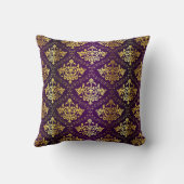 パープルと金ゴールドダマスク クッション (裏面)