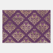 パープルと金ゴールドパリをテーマにした ラッピングペーパーシート (正面2)