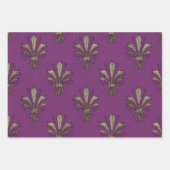 パープルと金ゴールドパリをテーマにした ラッピングペーパーシート (正面)