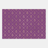 パープルと金ゴールドパリをテーマにした ラッピングペーパーシート (正面3)