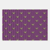 パープルと金ゴールドパリをテーマにした ラッピングペーパーシート (正面3)