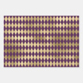 パープルと金ゴールドパリをテーマにした ラッピングペーパーシート (正面2)