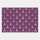 パープルと金ゴールドパリをテーマにした ラッピングペーパーシート (正面)