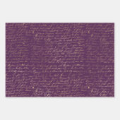 パープルと金ゴールドパリをテーマにした ラッピングペーパーシート (正面)