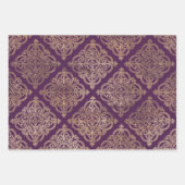 パープルと金ゴールドパリをテーマにした ラッピングペーパーシート (正面3)