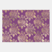 パープルと金ゴールドパリをテーマにした ラッピングペーパーシート (正面)