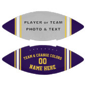 パープルと金ゴールドパーソナライズされたサッカーと写真 アメリカンフットボール (パネル)