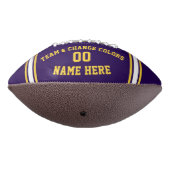 パープルと金ゴールドパーソナライズされたサッカーと写真 アメリカンフットボール (回転270)