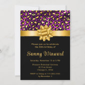 パープルと金ゴールドヒョウ印刷バースデーパーティー 招待状 (裏面)