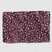 パープルと金ゴールドヒョウ系デザイン1 ゴルフタオル (横)