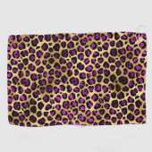 パープルと金ゴールドヒョウ系デザイン4 ゴルフタオル (横)