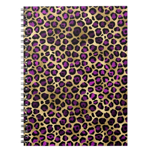 パープルと金ゴールドヒョウ系デザイン4 ノートブック (正面)