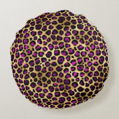 パープルと金ゴールドヒョウ系デザイン4 ラウンドクッション (裏面)