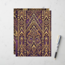 パープルと金ゴールドビクトリアンのスクラップブック紙