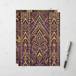 パープルと金ゴールドビクトリアンのスクラップブック紙