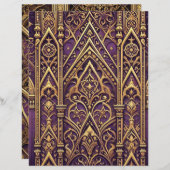 パープルと金ゴールドビクトリアンのスクラップブック紙 (正面/裏面)