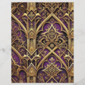 パープルと金ゴールドビクトリアンのスクラップブック紙 (裏面)