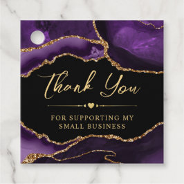 パープルと金ゴールドフェイクグリッターアゲイト小規模企業 フェイバータグ