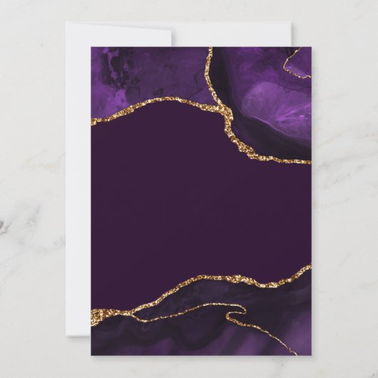 パープルと金ゴールドフェイクグリッターアゲートキンセアニェラ サンキューカード (裏面)