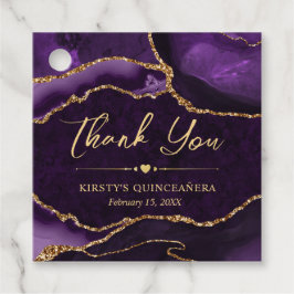 パープルと金ゴールドフェイクグリッターアゲートキンセアニェラ フェイバータグ