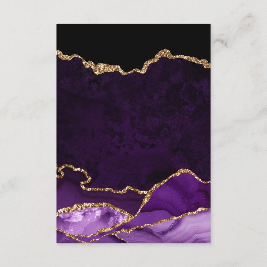 パープルと金ゴールドフェイクグリッターアゲート新婚旅行ファンド エンクロージャーカード (裏面)