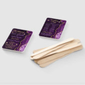 パープルと金ゴールドフェイクグリッターアゲート結婚式 プログラム ハンドファン (組立なし)